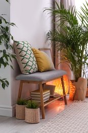 Photo of Stylish modern room interior with exotic houseplants