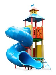 Image of Colorful outdoor playset isolated on white. Modern playground equipment