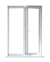 Image of Modern open plastic window on white background