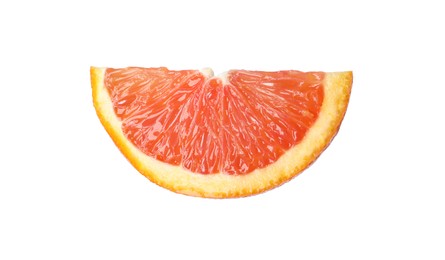 Photo of Citrus fruit. Slice of fresh ripe red orange isolated on white