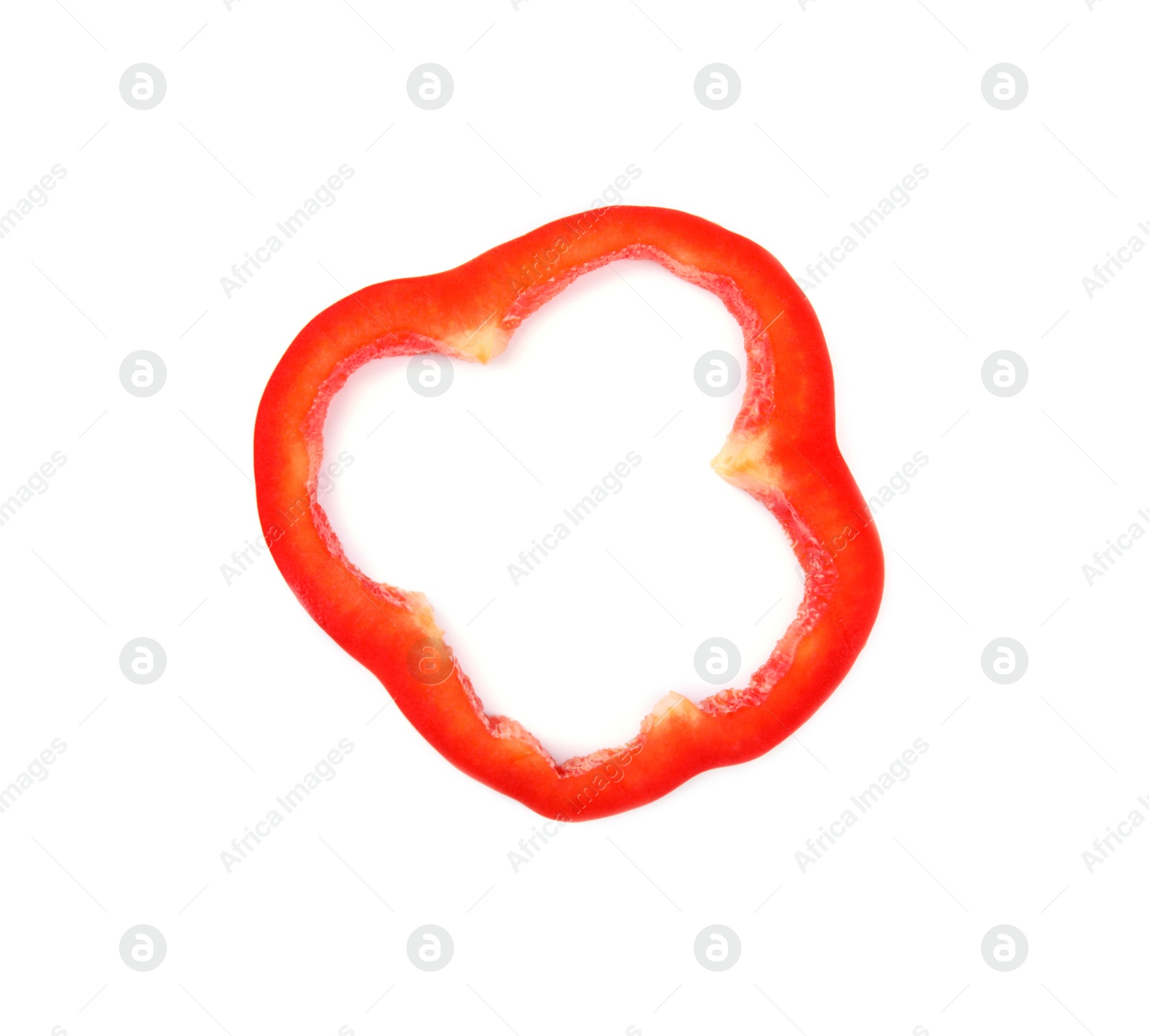 Photo of Ring of red bell pepper on white background