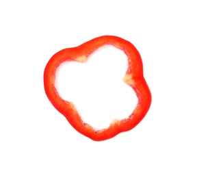 Photo of Ring of red bell pepper on white background