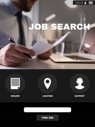 Image of Homepage of employment application. Job search engine