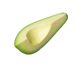 Photo of Slice of ripe avocado isolated on white