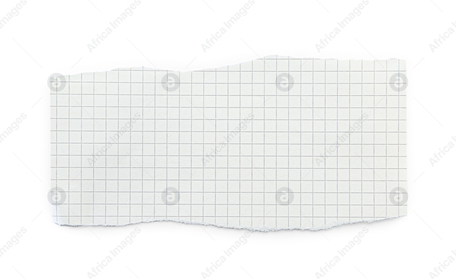 Photo of Piece of checkered notebook sheet isolated on white, top view