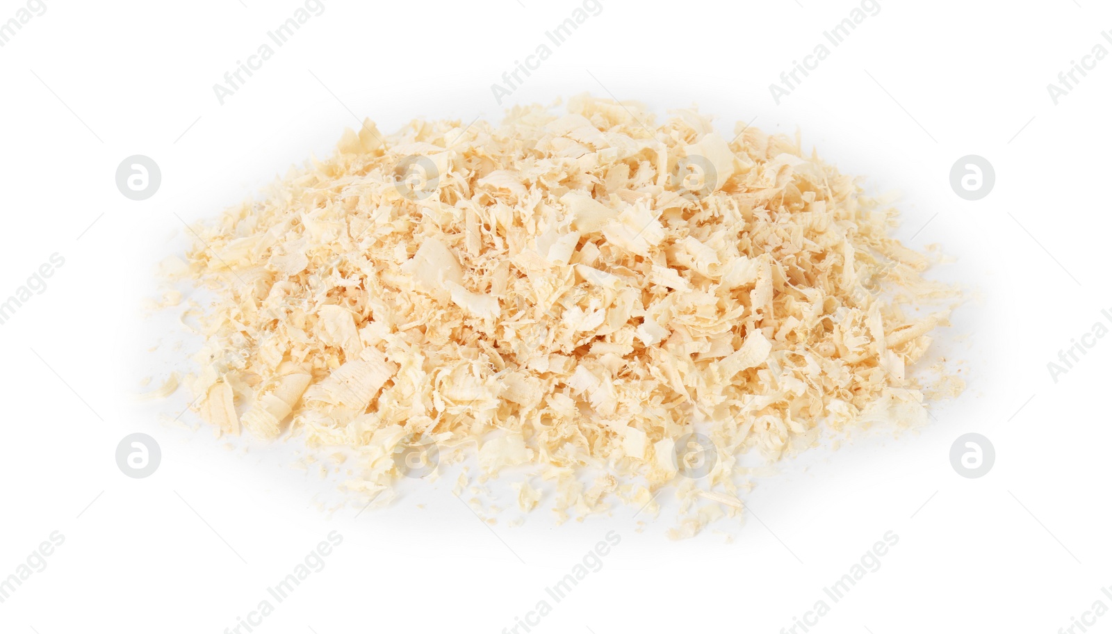 Photo of Pile of natural sawdust isolated on white