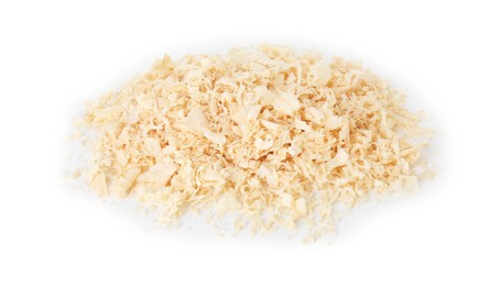 Photo of Pile of natural sawdust isolated on white