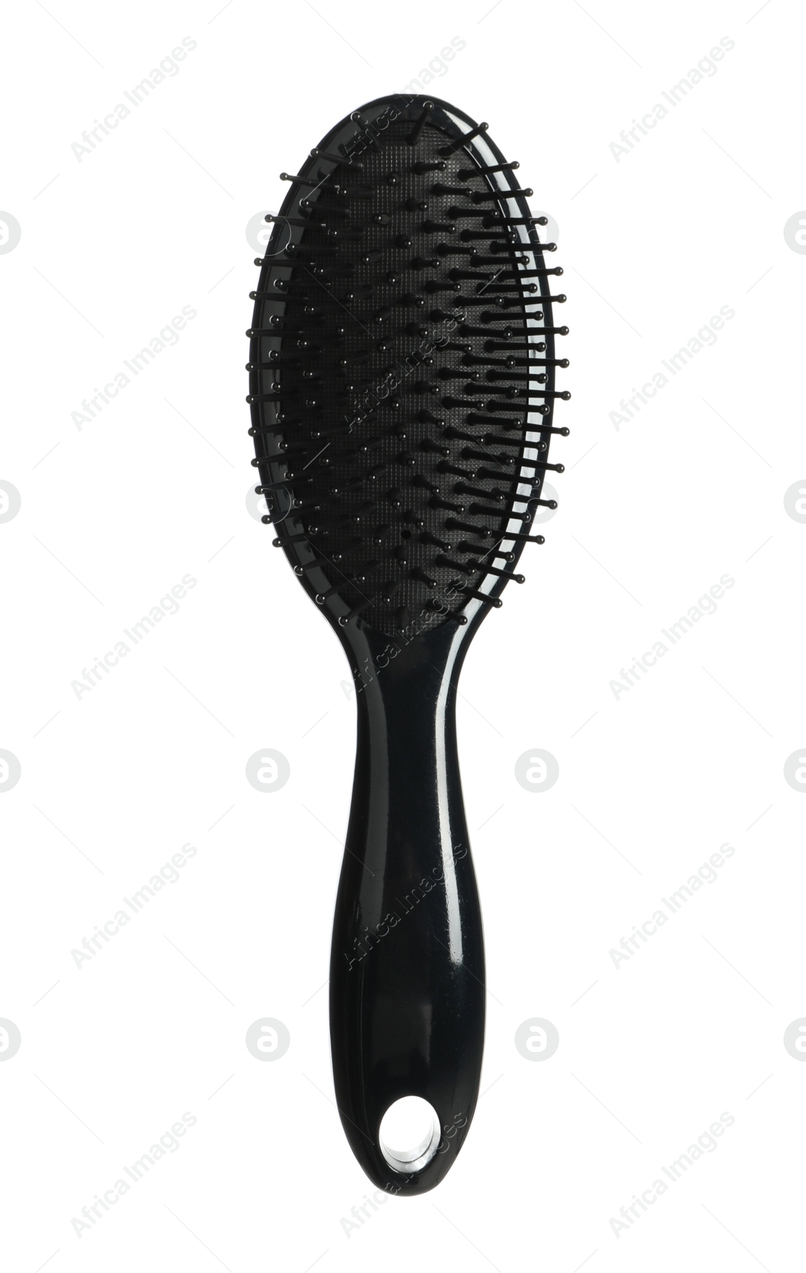 Photo of New stylish hair brush isolated on white