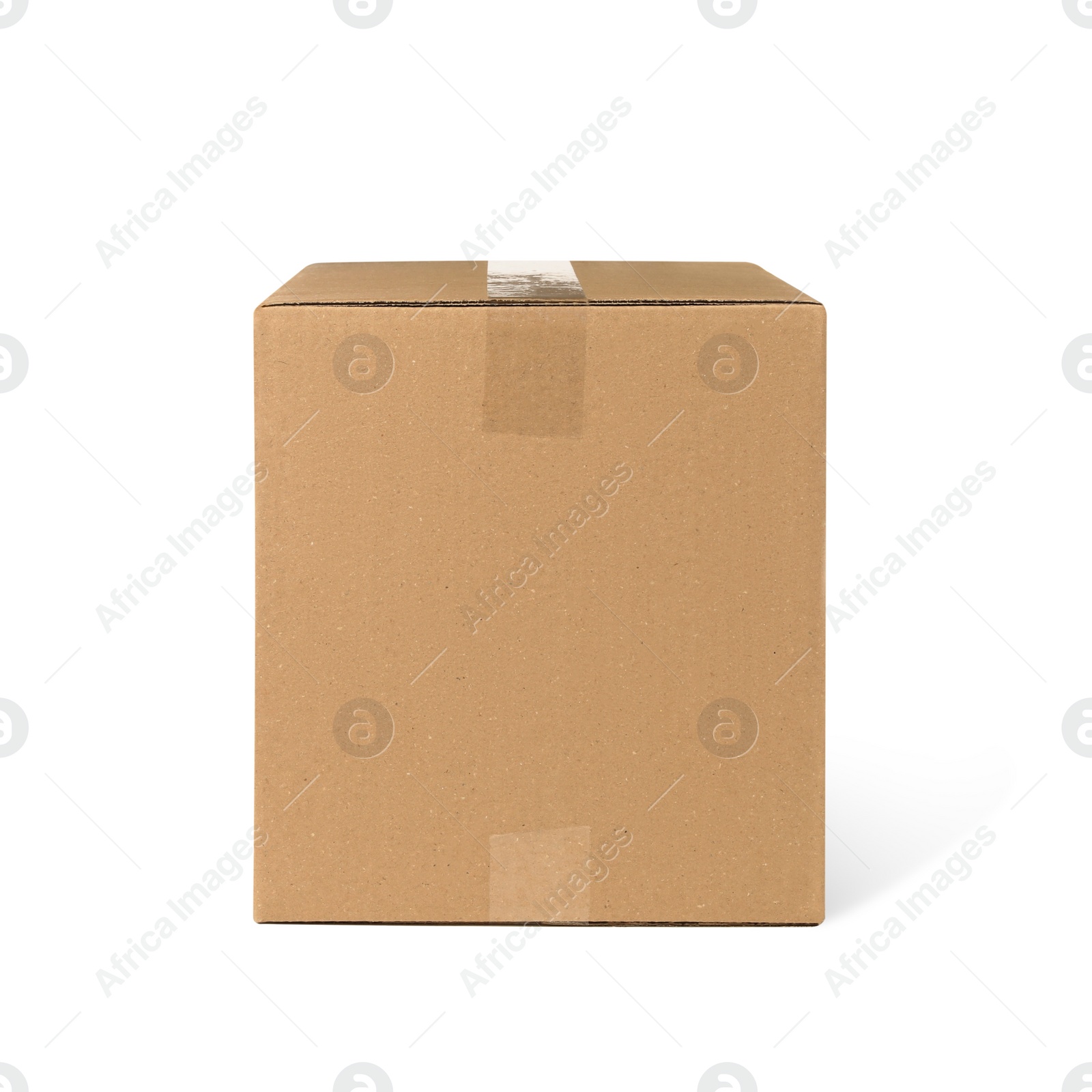 Photo of One closed cardboard box isolated on white. Delivery service