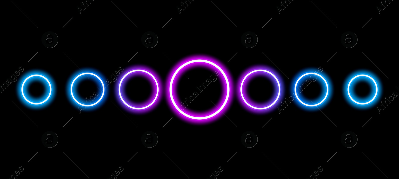 Image of Circles on black background, illustration. Banner design