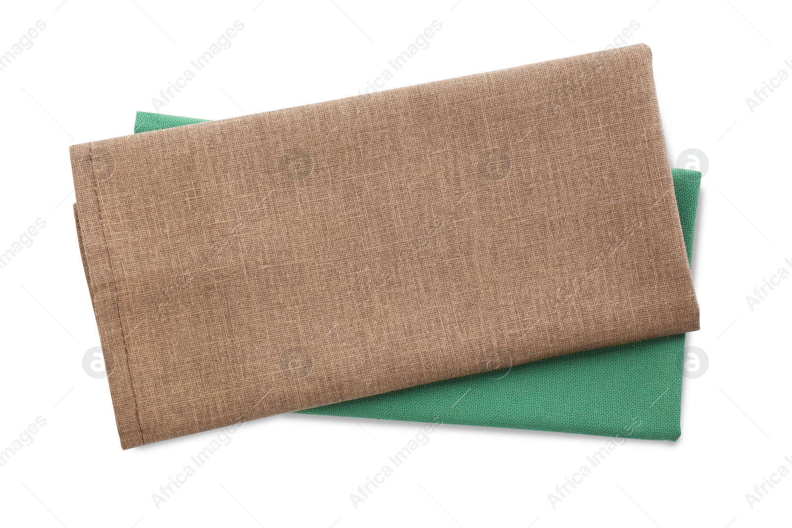 Photo of Fabric napkins for table setting isolated on white, top view