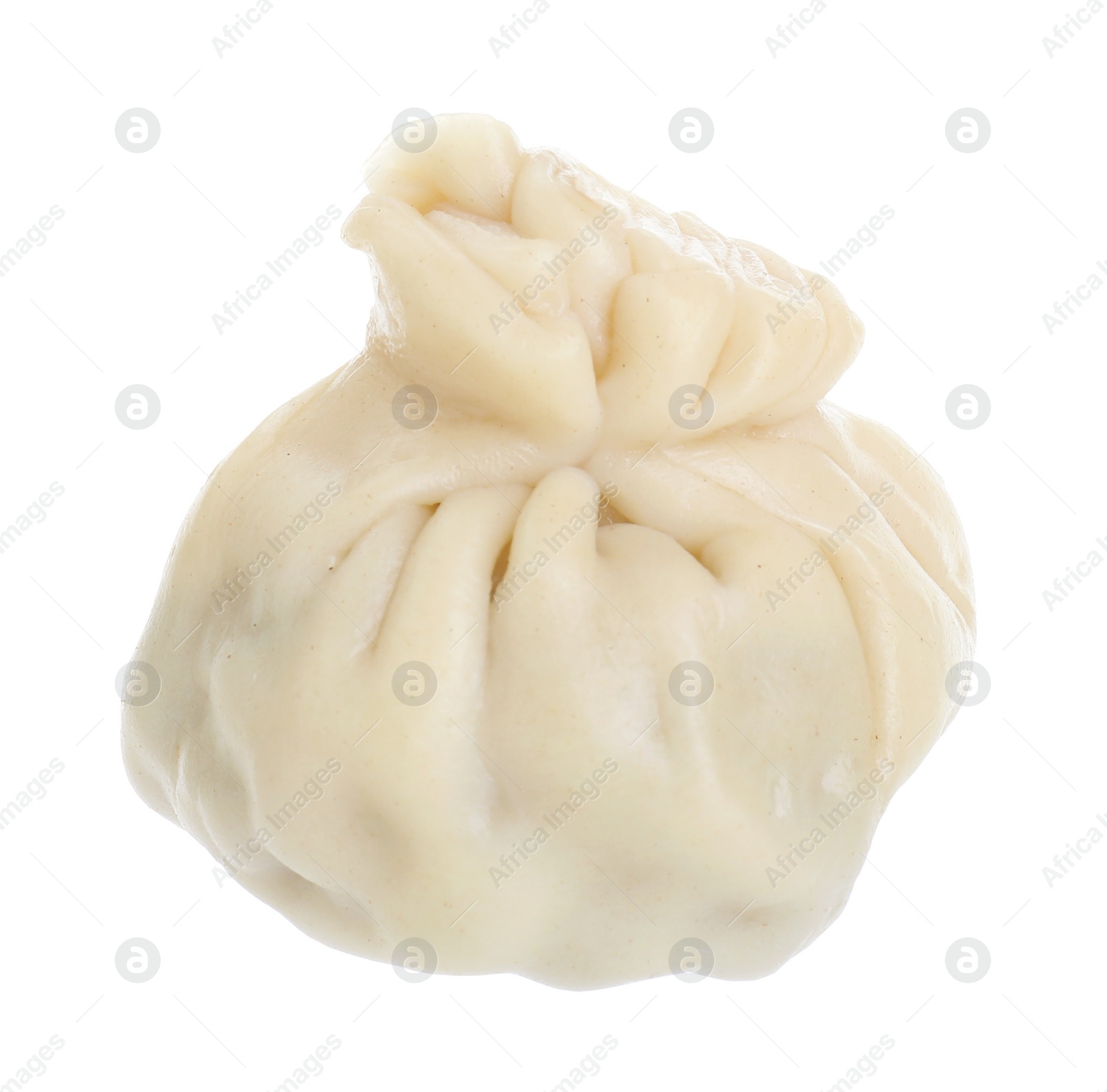 Photo of One tasty khinkali (dumpling) isolated on white. Georgian cuisine