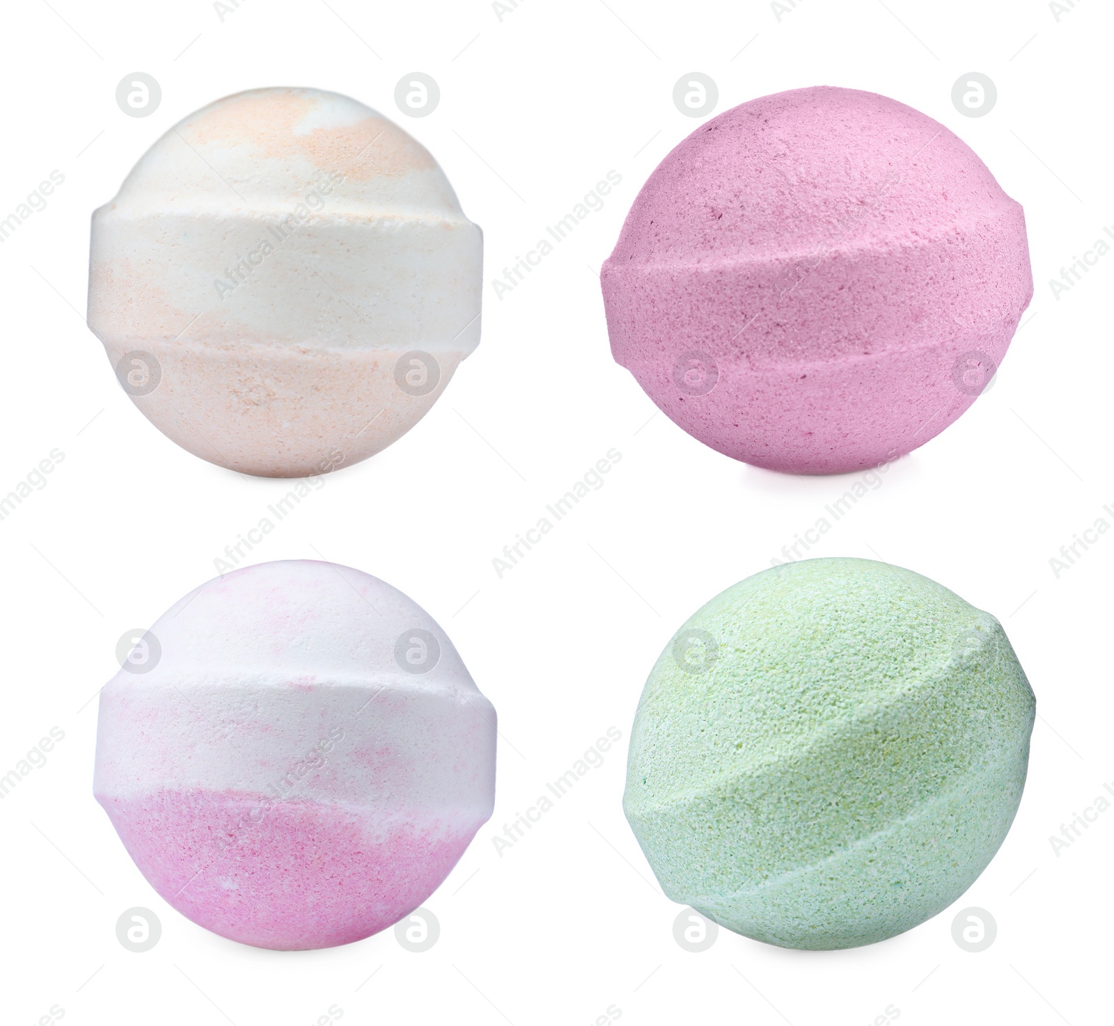 Image of Set with aromatic bath bombs on white background