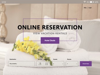 Online hotel booking website interface with information