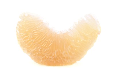 Piece of fresh juicy pomelo on white background
