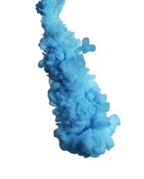 Photo of Splash of blue ink on white background
