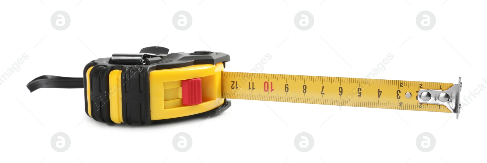 Photo of Tape measure isolated on white. Construction tool