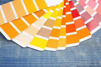 Color palette samples on wooden background