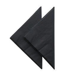 Folded black clean paper tissues on white background, top view