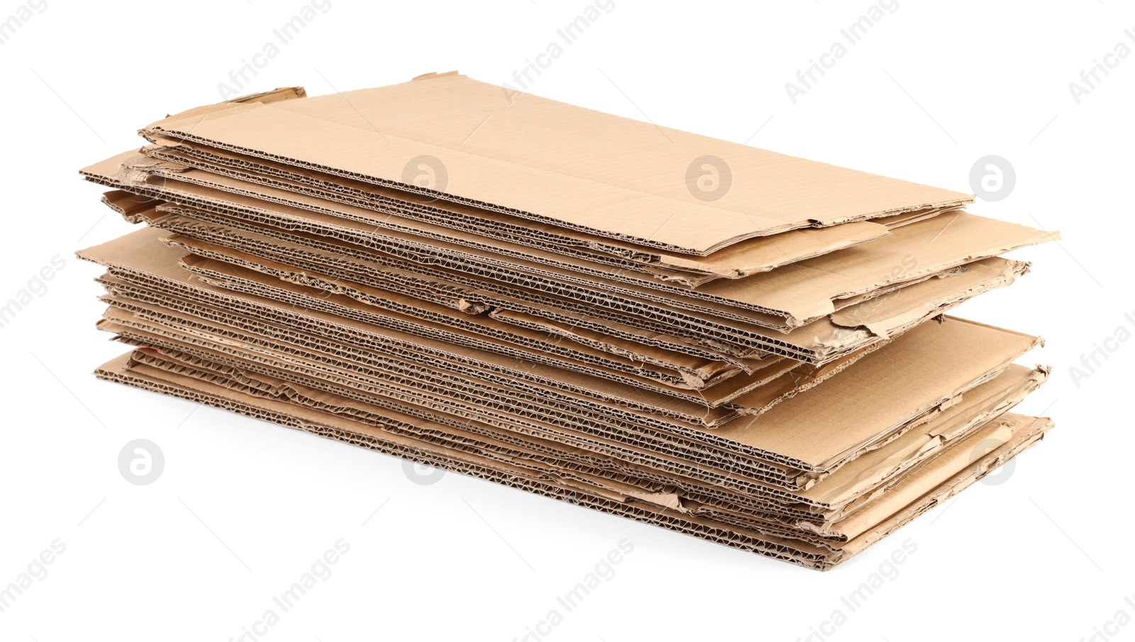 Photo of Stack of cardboard pieces isolated on white