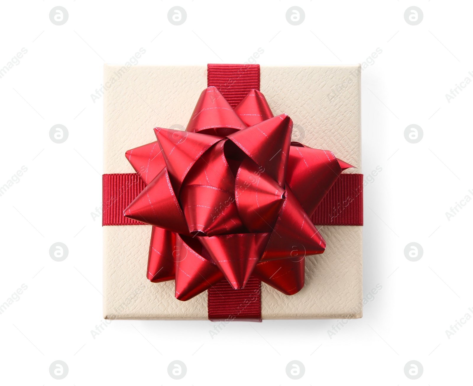 Photo of Beautiful gift box with bow on white background