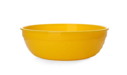 Plastic bowl on white background. Serving baby food