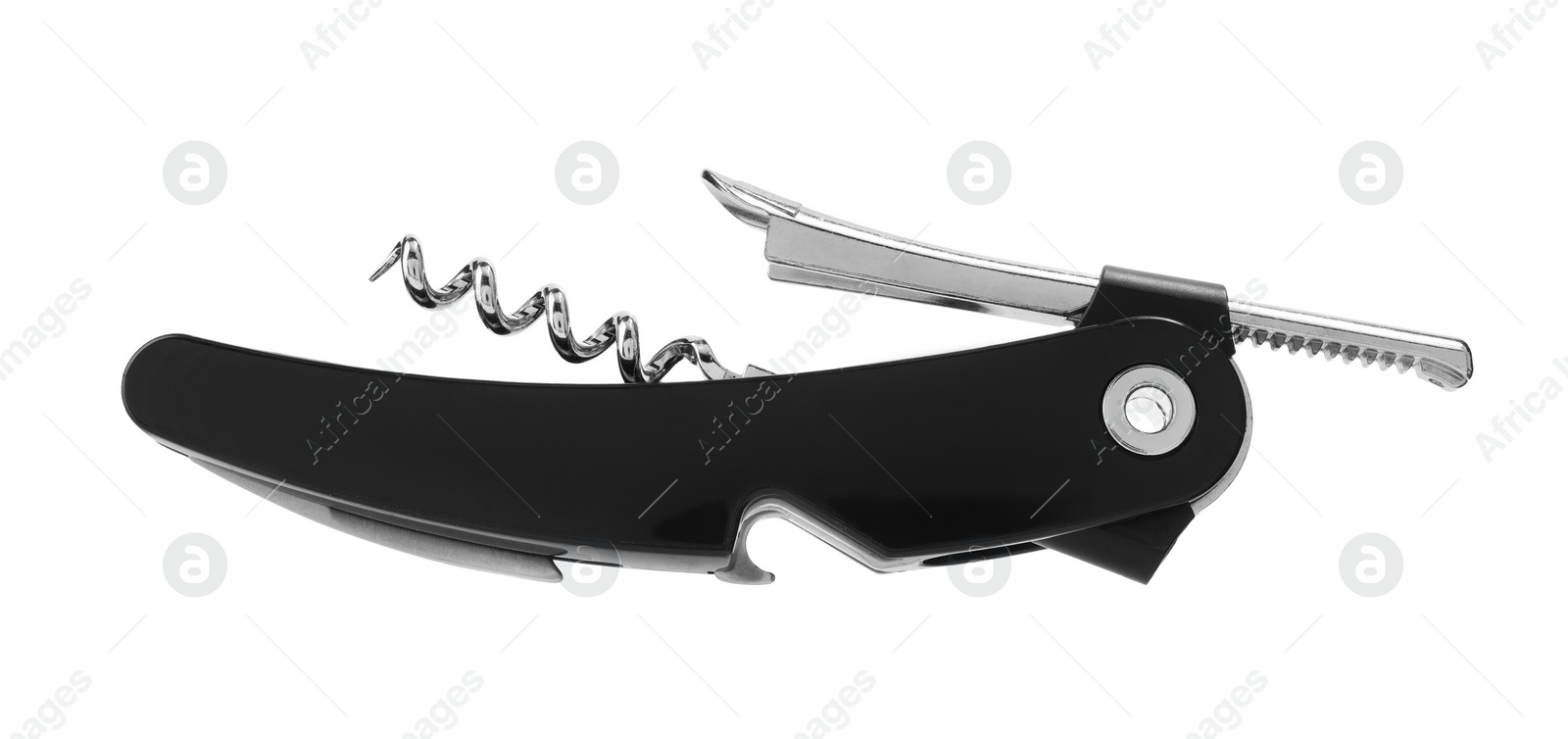 Photo of One corkscrew (sommelier knife) isolated on white