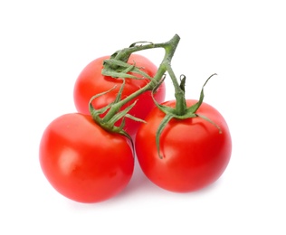 Photo of Fresh ripe red tomatoes on white background