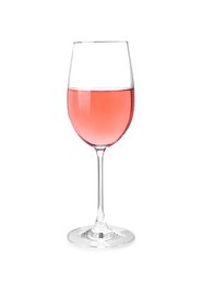 Photo of Glass of delicious rose wine solated on white