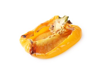 Photo of Half of grilled yellow bell pepper isolated on white