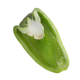 Photo of Cut green bell pepper isolated on white