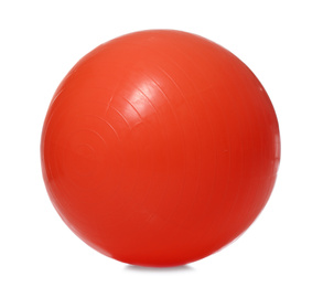 Image of New red fitness ball isolated on white
