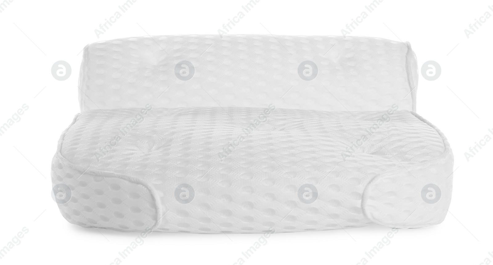 Photo of New soft bath pillow isolated on white