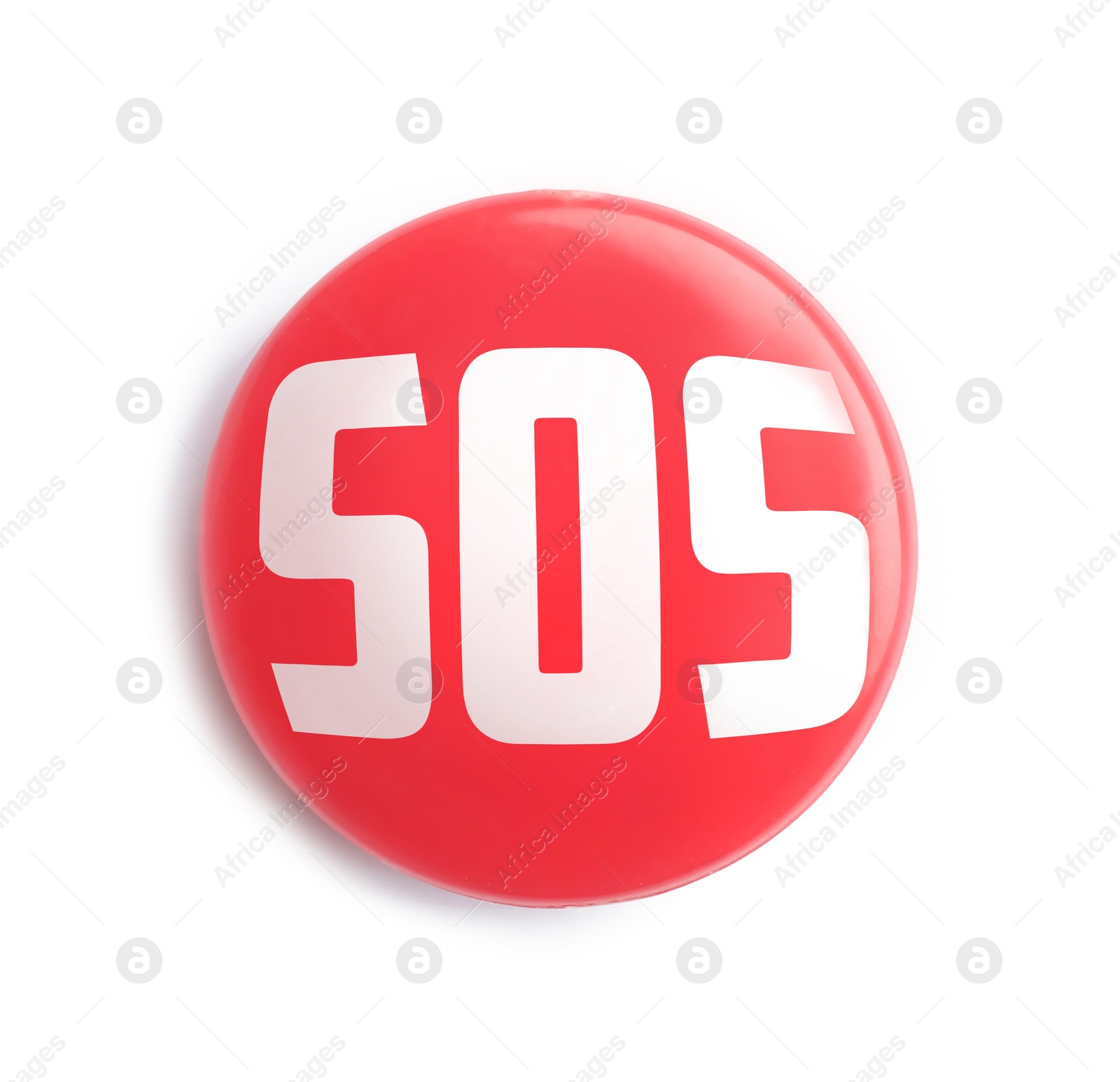 Image of Red SOS button on white background. Alarm signal