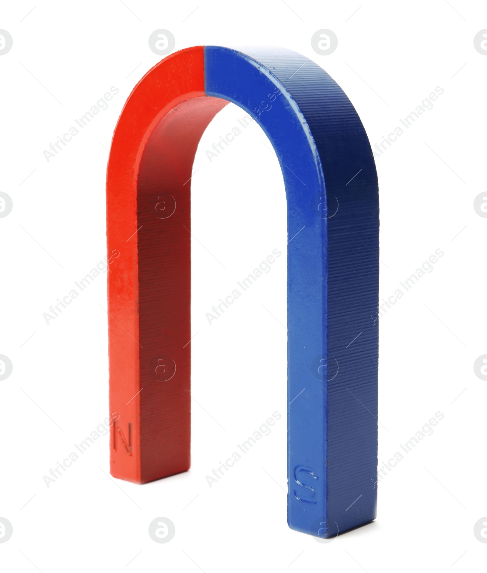 Photo of Red and blue horseshoe magnet isolated on white