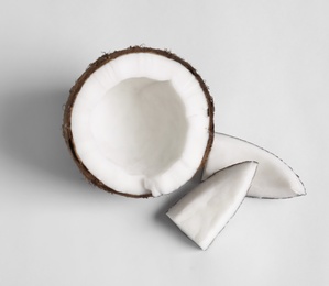 Ripe coconut on white background