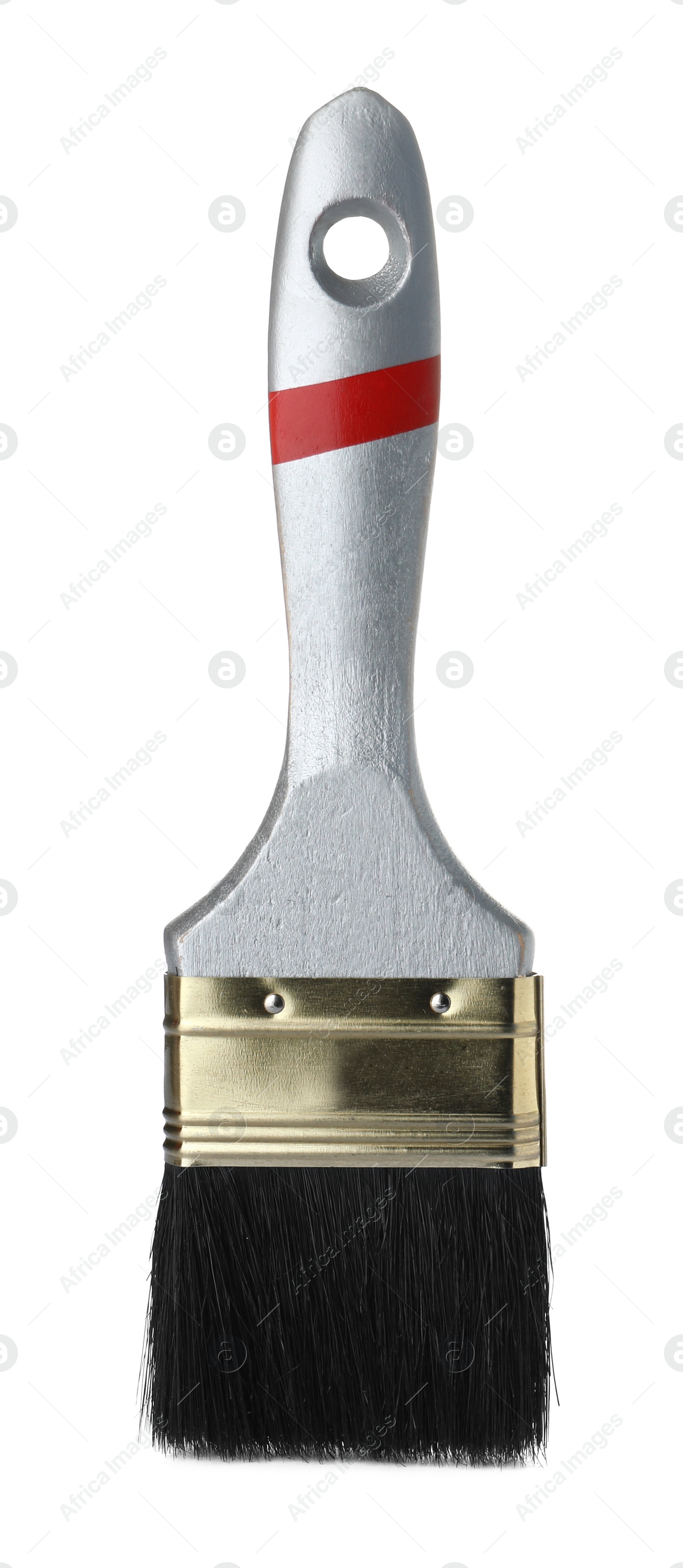 Photo of New paint brush on white background. Decorating tool