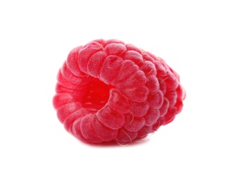 Photo of Delicious fresh ripe raspberry on white background