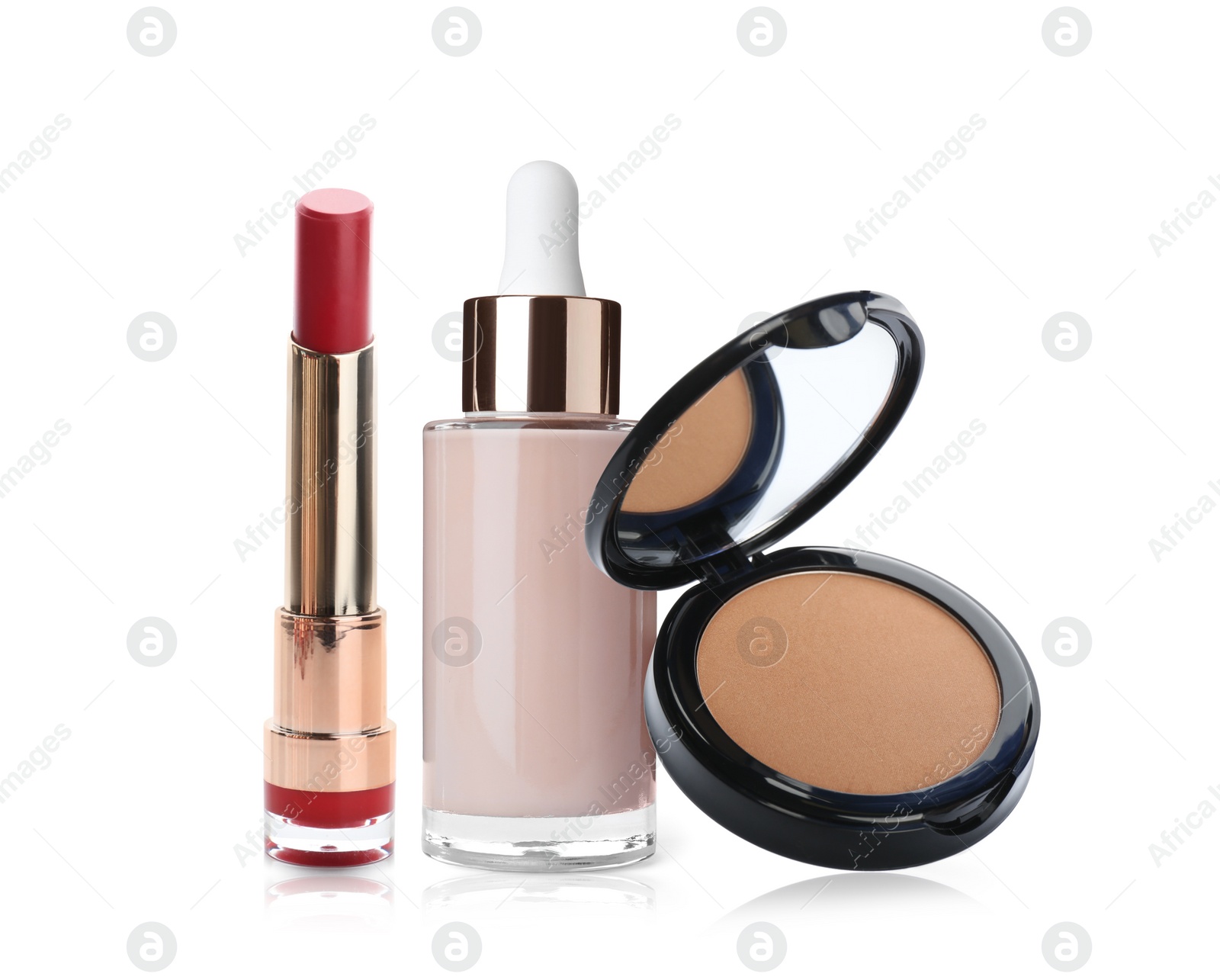 Image of Set with different decorative cosmetics on white background