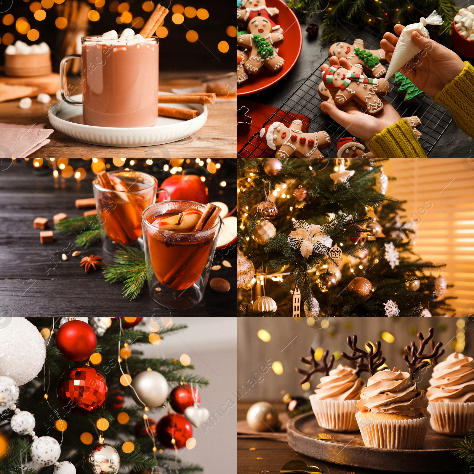 Image of Christmas themed collage. Collection of festive photos