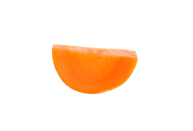 Photo of Piece of fresh ripe carrot isolated on white