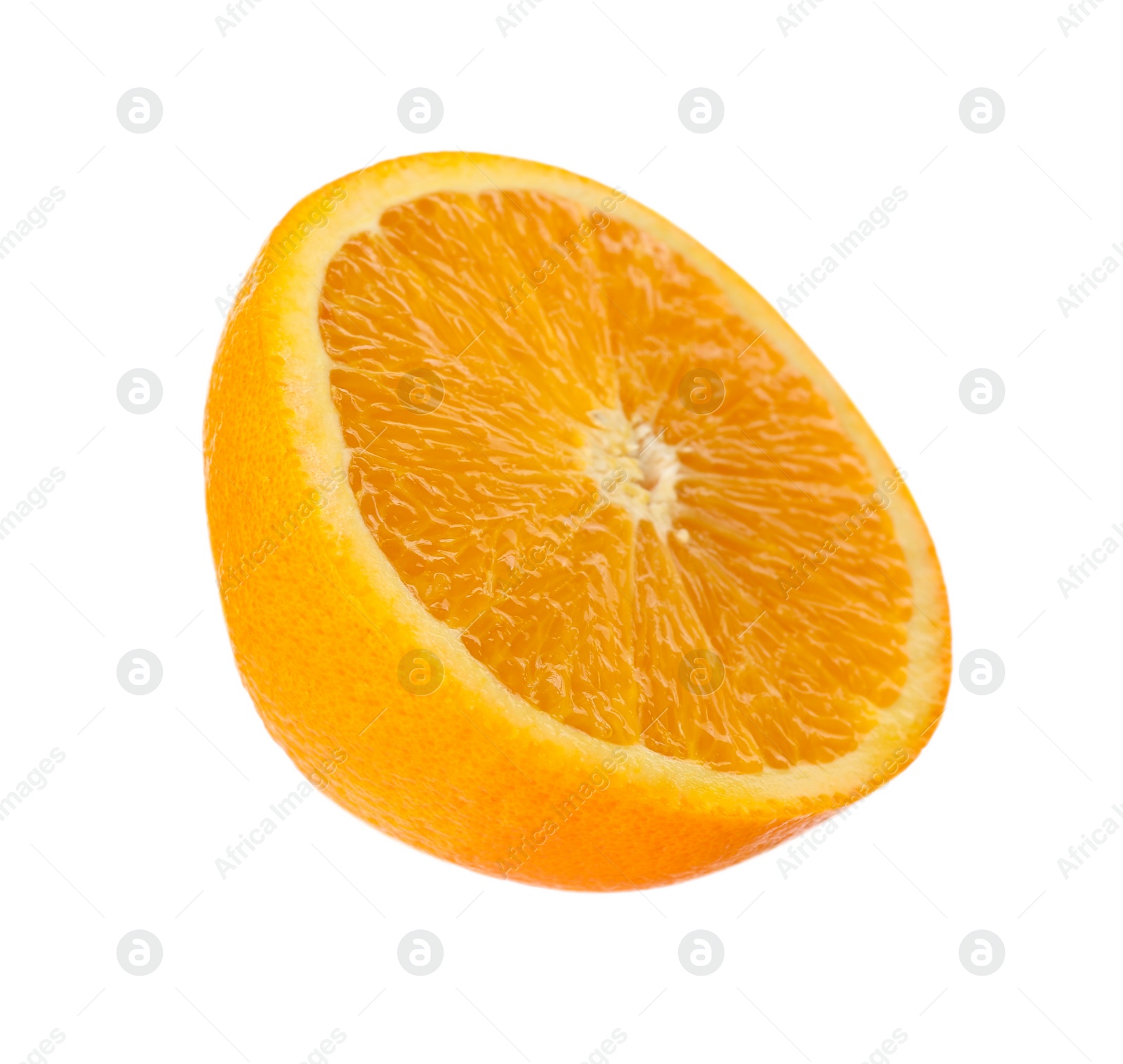 Photo of Half of fresh ripe orange isolated on white