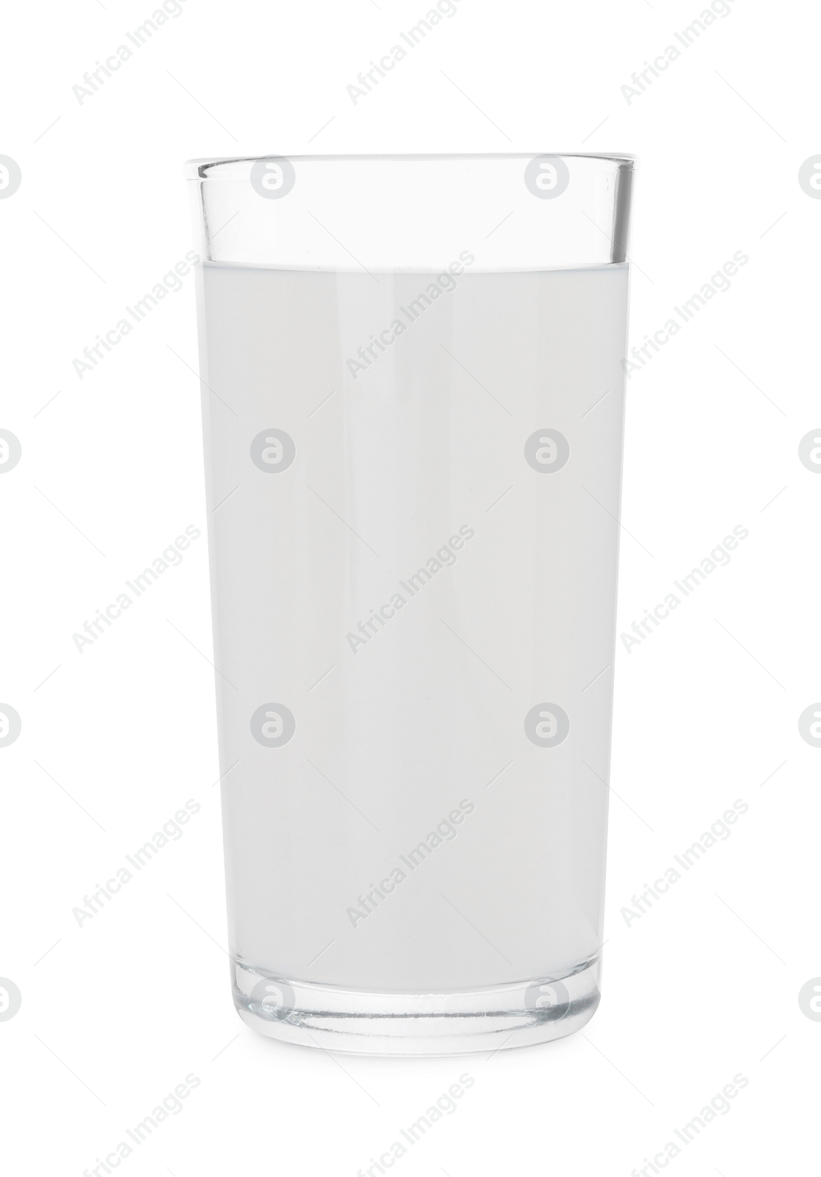 Photo of Glass of coconut water isolated on white