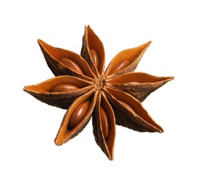 Photo of Dry anise star with seeds isolated on white