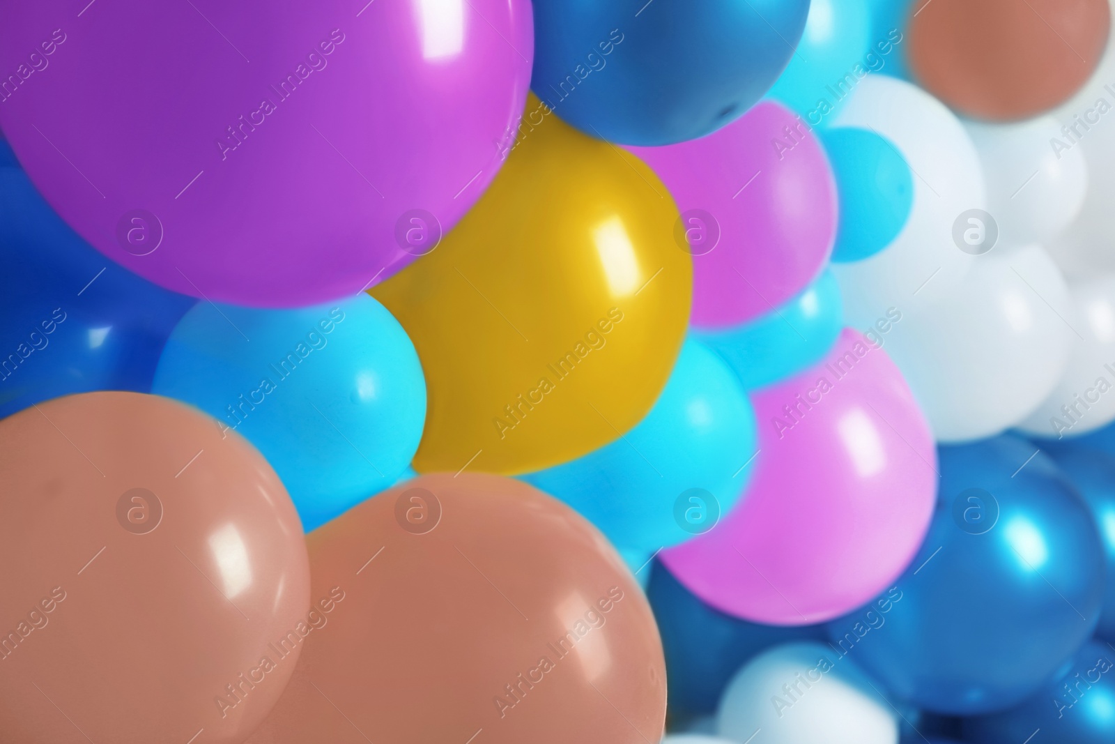 Image of Many color balloons as background. Party decor