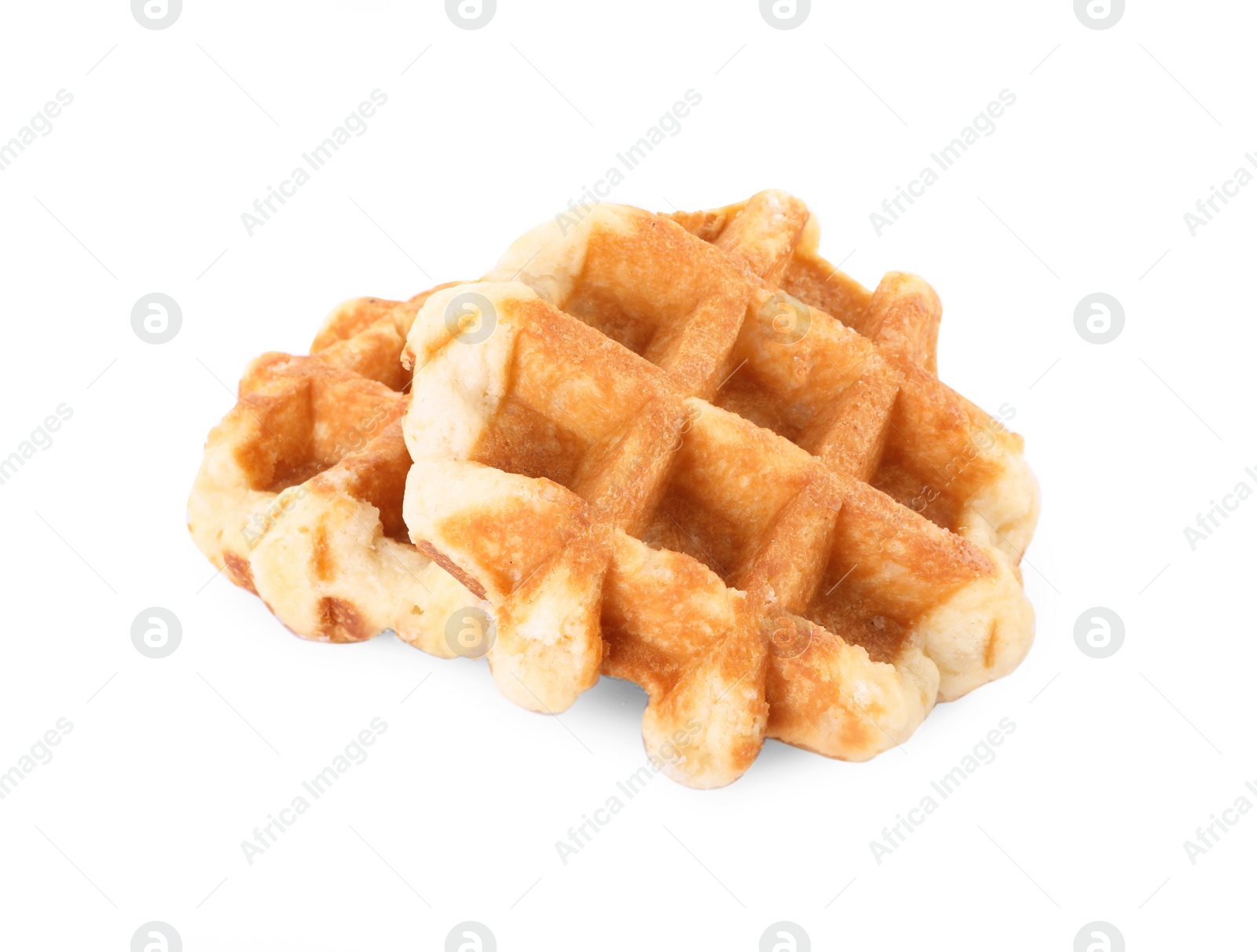 Photo of Two delicious Belgian waffles isolated on white