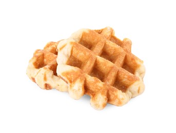 Photo of Two delicious Belgian waffles isolated on white