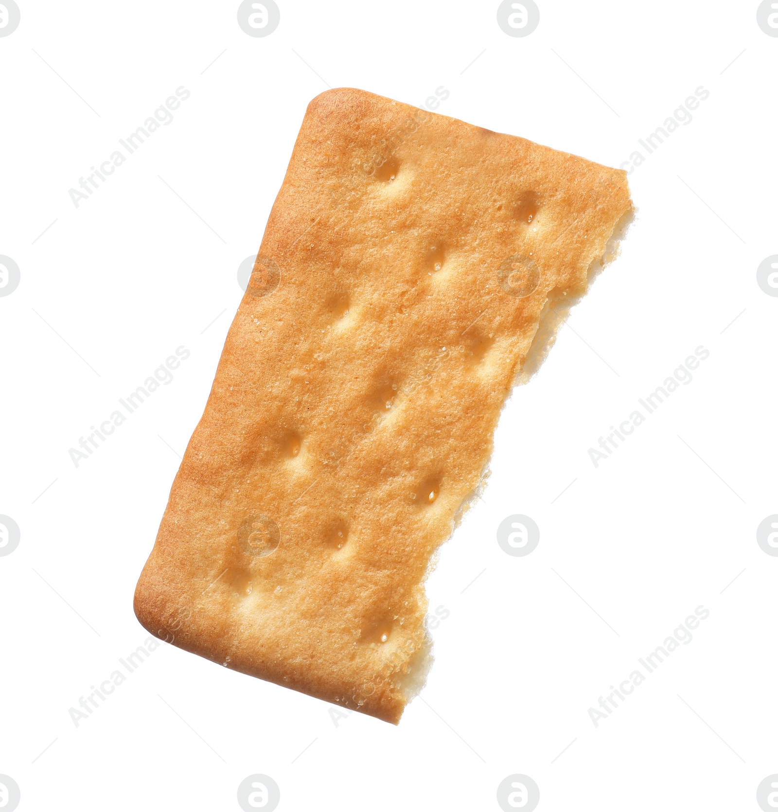 Photo of Piece of tasty cracker isolated on white