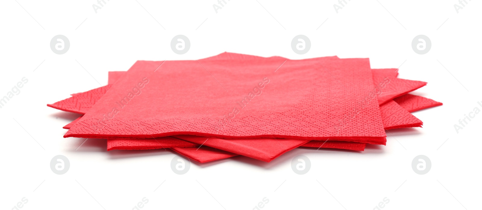 Photo of Clean paper napkins on white background. Personal hygiene