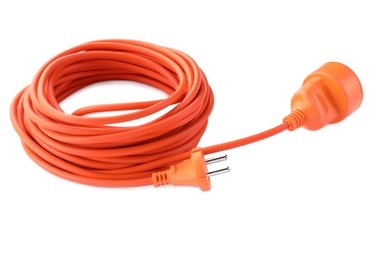 Extension cord on white background. Electrician's equipment